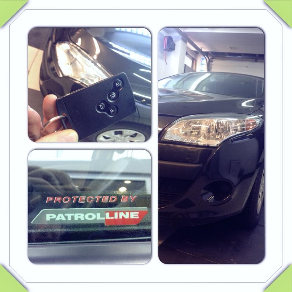 Ugrađen Patrolline auto alarm — vozilo sa naljepnicom Protected by Patrolline